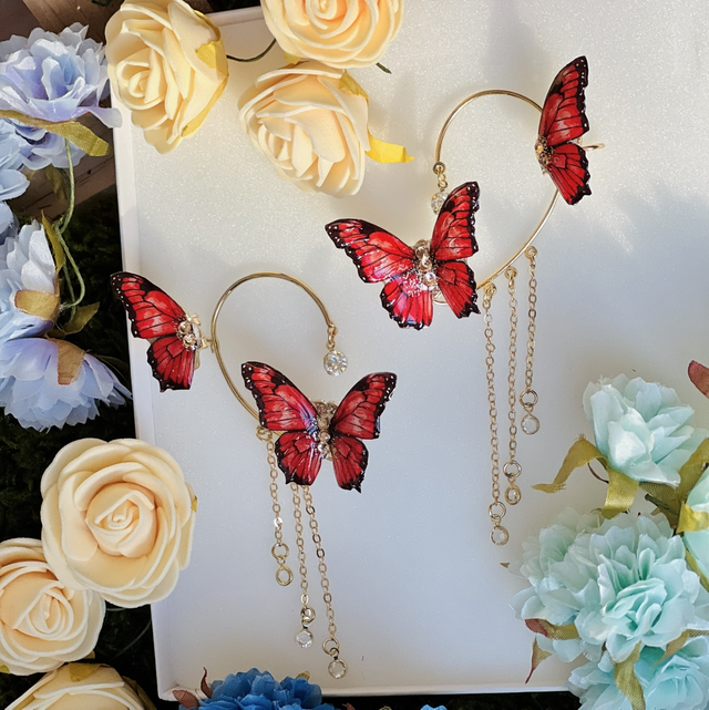 Papillons rouges or complets 