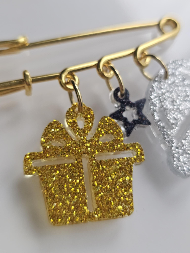 BROCHE DE NOEL ARGENT NOIR ARGENT