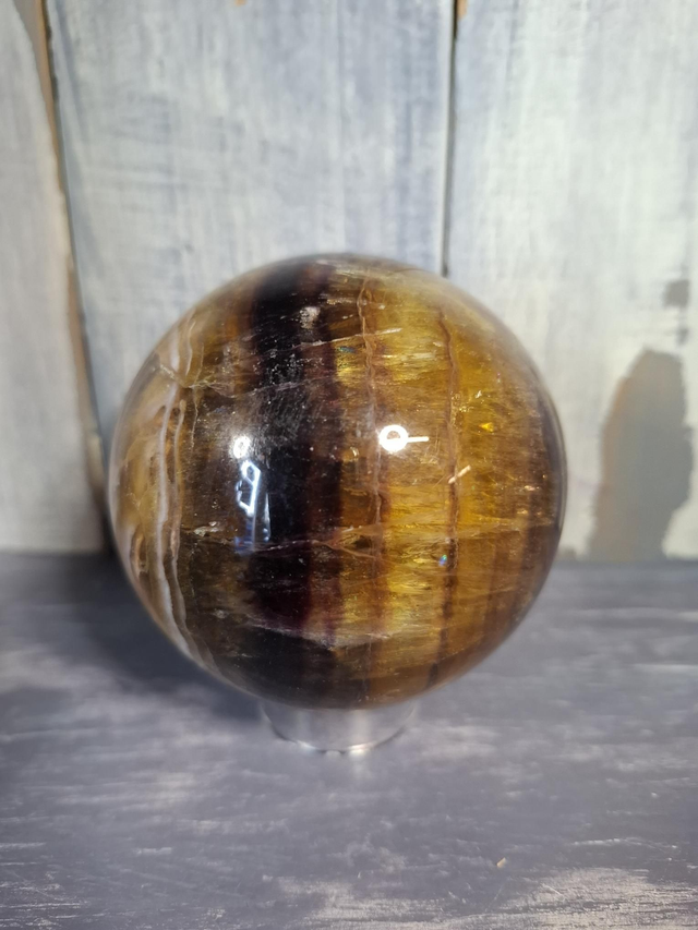 Amber/Purple Fluorite Sphere 