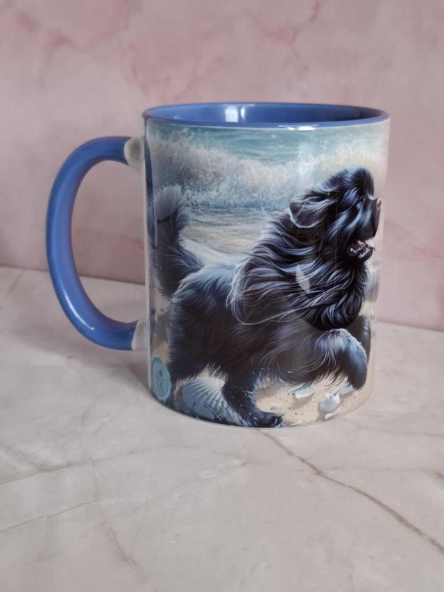 Mug bleu plage terre neuve