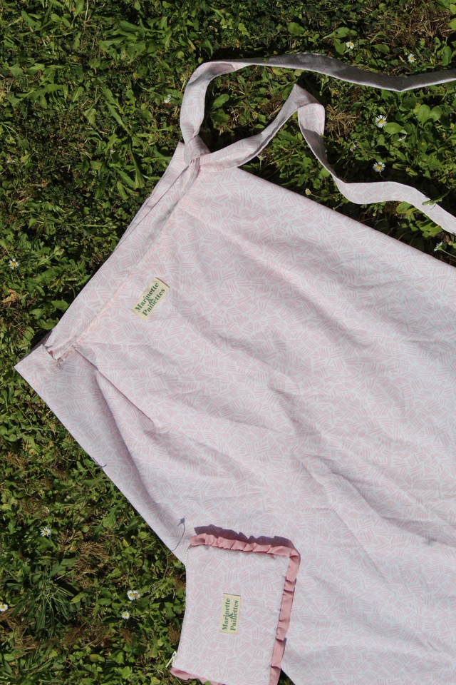 Jupe portefeuille upcyclée motif rose géométrique - Taille unique