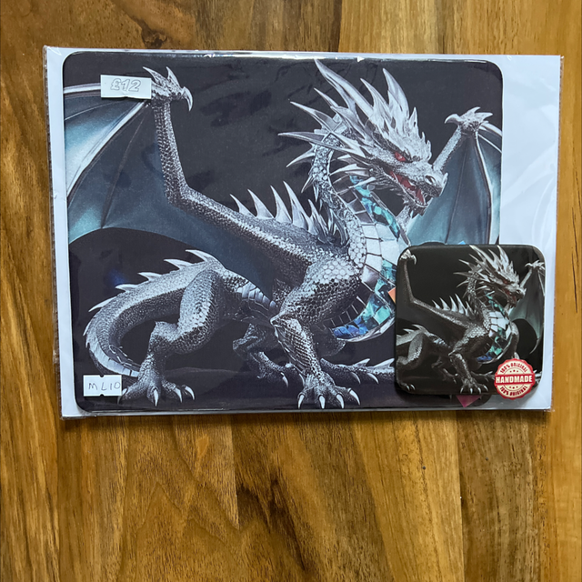 Crystal dragon mouse mat and coaster