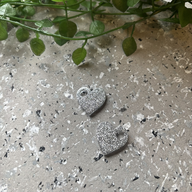 Pampilles cœur pour créoles argenté pour créoles 