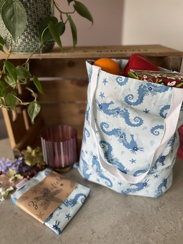Tote Bag - Seahorse Galore 'Teal'