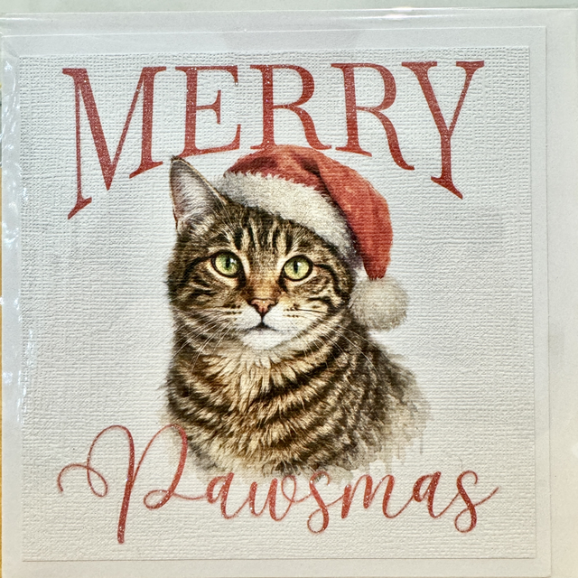 Golden Tabby Cat Pawsmas Card