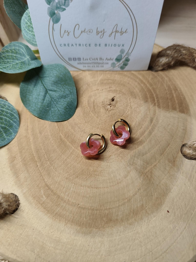 BO CHIC CREOLES GOLD/ FLEUR ROSE 0000134