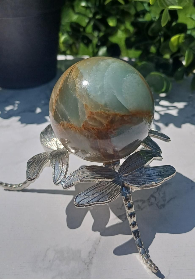 Lemurian Aquatine Calcite (Blue Onyx) Sphere