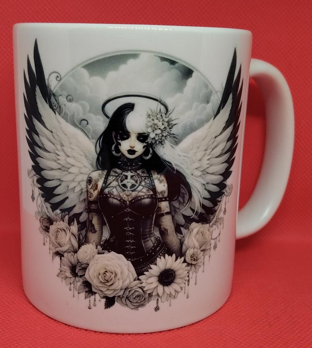 Custom Printed Gothic Angel Mug.