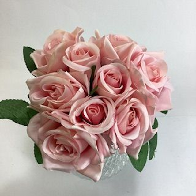 Medium Tea Rose x 9 (Bundle 6 Open/3 Buds) BabyPink