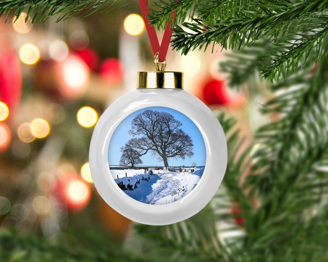 “Tree in the Snow at Penistone” Ceramic Bauble   