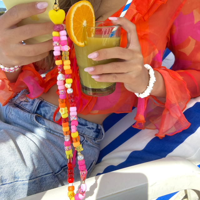 Grigri de téléphone personnalisable Bonbon d’Amour 💛 Rose et jaune 