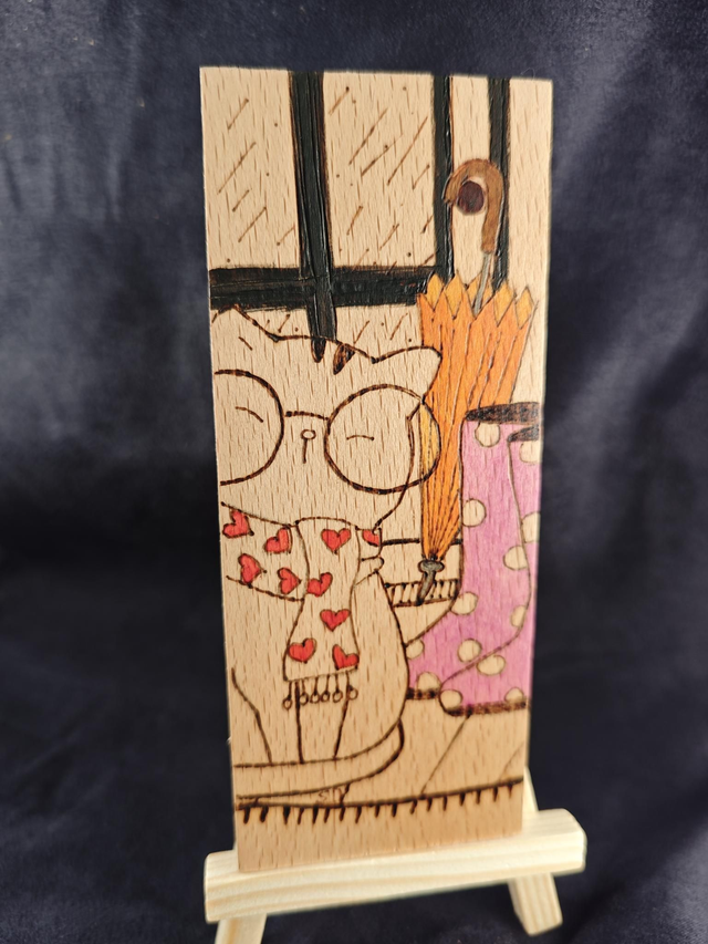 Plaquette Chat pleut 