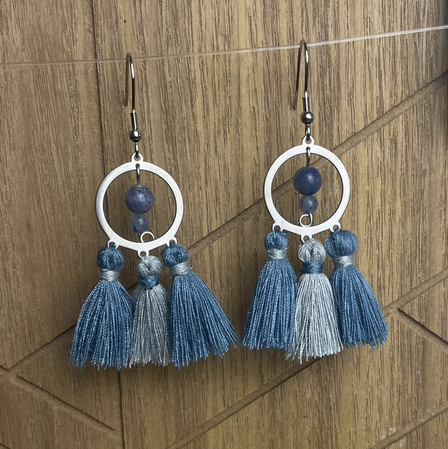 Boucle d'oreille pompom - Aventurine