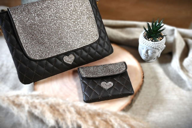 ✨MELITA ✨ Duo sac pochette simili cuir matelassé Marron