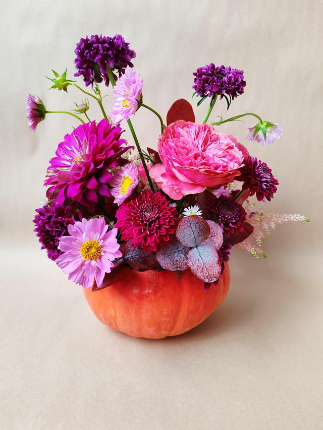 Atelier Citrouille fleurie et Couronne d'automne