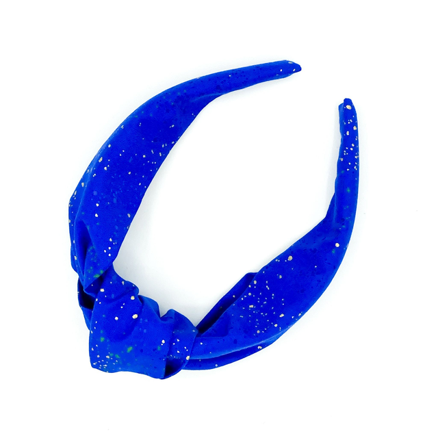 Top Knot Alice Band - Royal Blue Metallic Gold Speckle