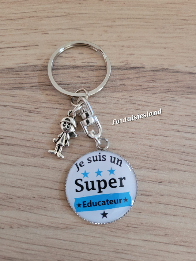 Porte-clés argenté -  Super Educateur
