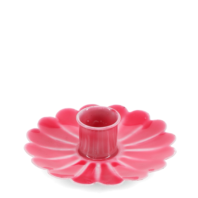 Enamel Flower Candle Holder - Vibrant pink