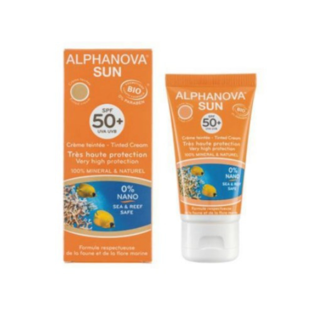 Crema Solar Facial Bio SPF50+ Con Color Alphanova