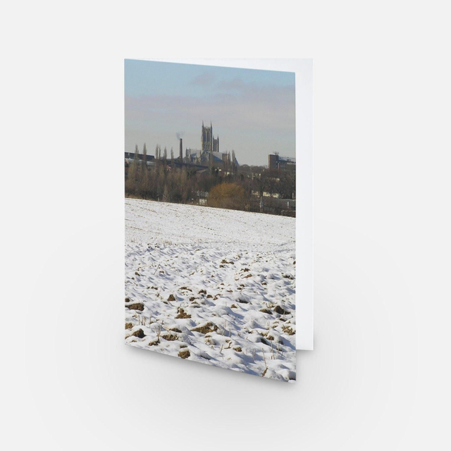 Lincoln Cathedral Snow landscape Christmas greeting card
