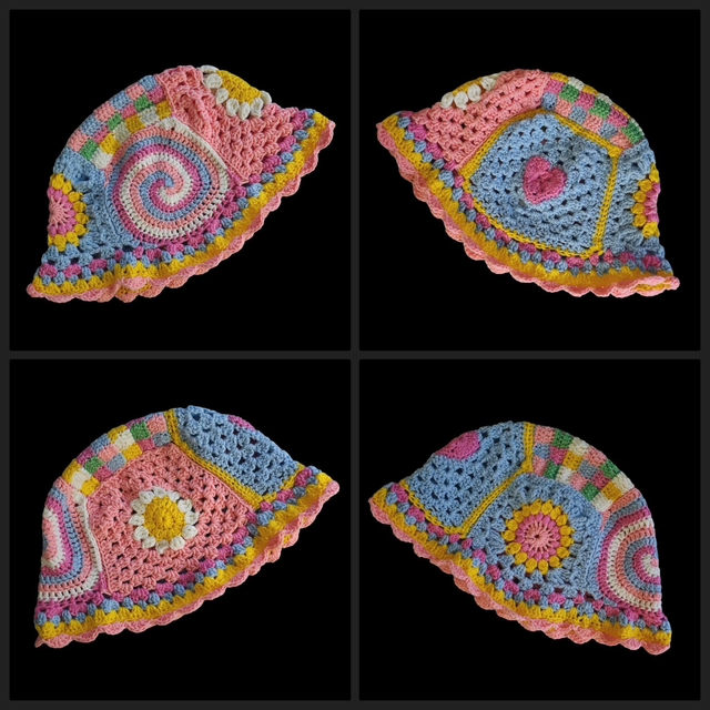 Pastel patch bucket hat