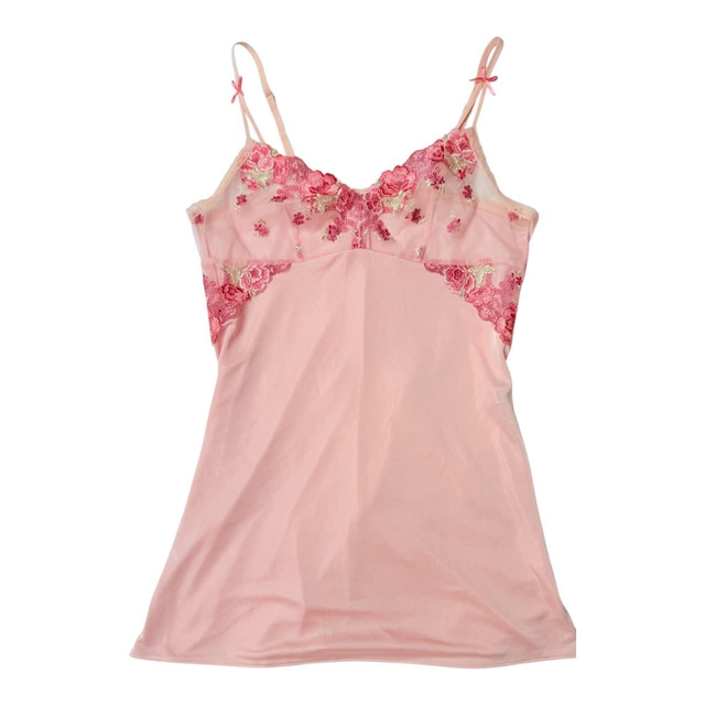 Japanese brand coquette pink floral sheer embroidered cups cami