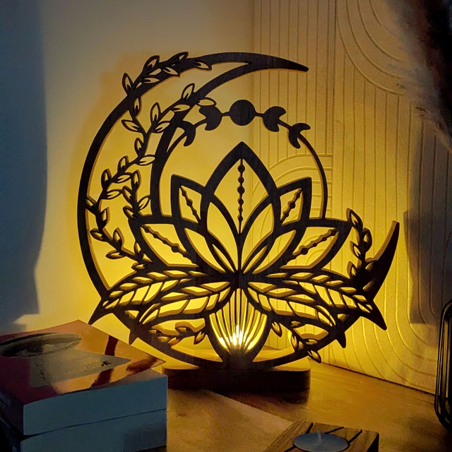 Lune de lotus en hêtre