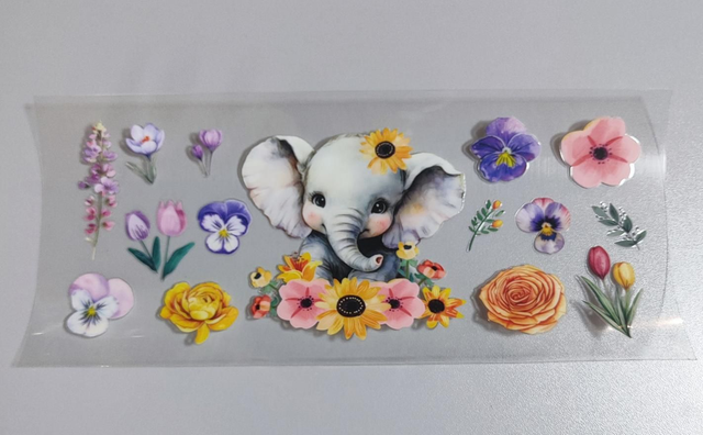 DTF Aufklebe-Folie ca 24x11cm Elefant 
