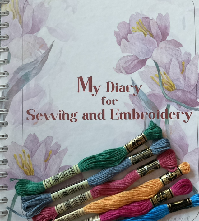 My Diary for Sewing and Embroidery, plus 6 Skeins DMC Threads. 