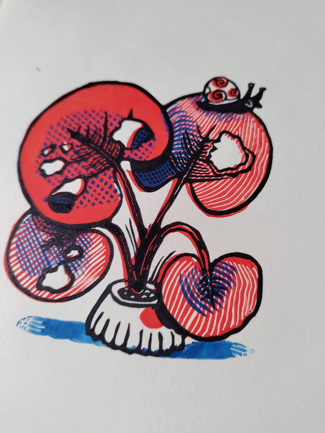 PLante 3 couleurs et escargot (rouge)