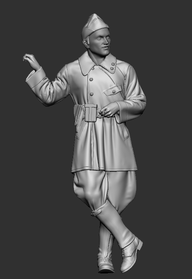 WW2 Dutch LVA Pilot in leather jacket leaning (3D Printed resin)