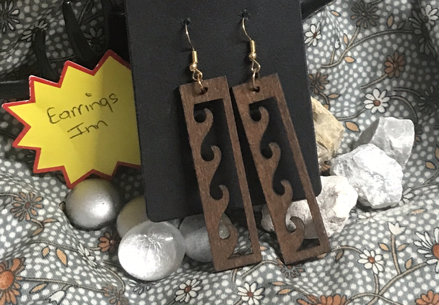 Brown Wood Dangling Earrings-SWDE68