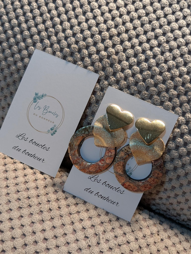 Boucles d&#039;oreilles Coeur ❤️ doré bronze c2056