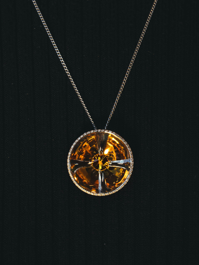 Pendentif “Hypnoss” – Argent 925, citrine &amp; oxydes de zirconium