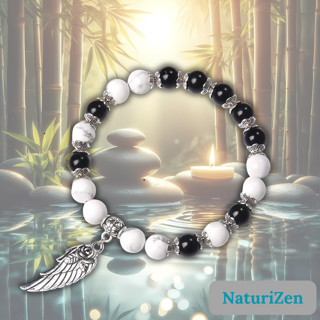 Bracelet en Onyx et Howlite 🌟🖤