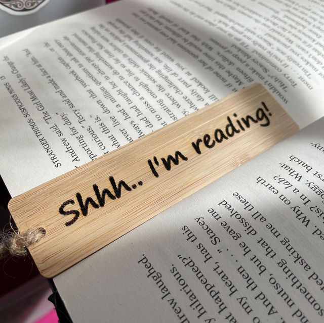 “Shhh.. I’m reading!” Bamboo Bookmark