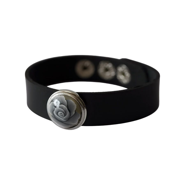 Bracelet femme homme cuir noir rose noire