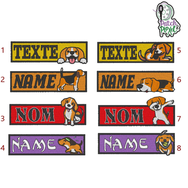 Beagle Etiquette écusson brodé nominatif