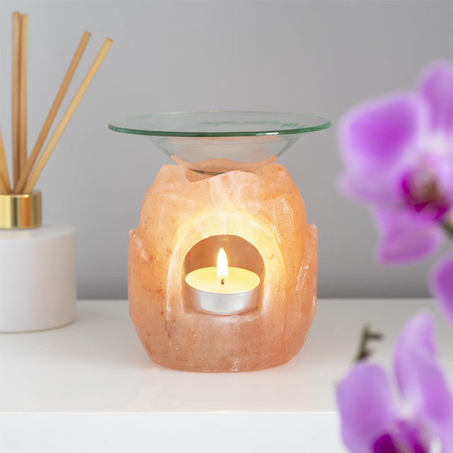 Lotus Flower Shaped Himalayan Salt Oil Burner