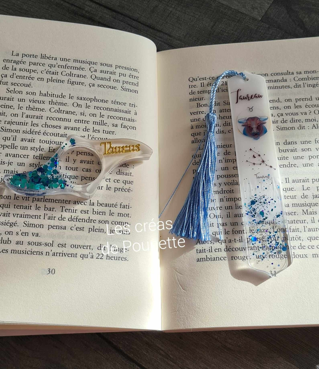 Marque-page astro "taureau" et sa bague de lecture