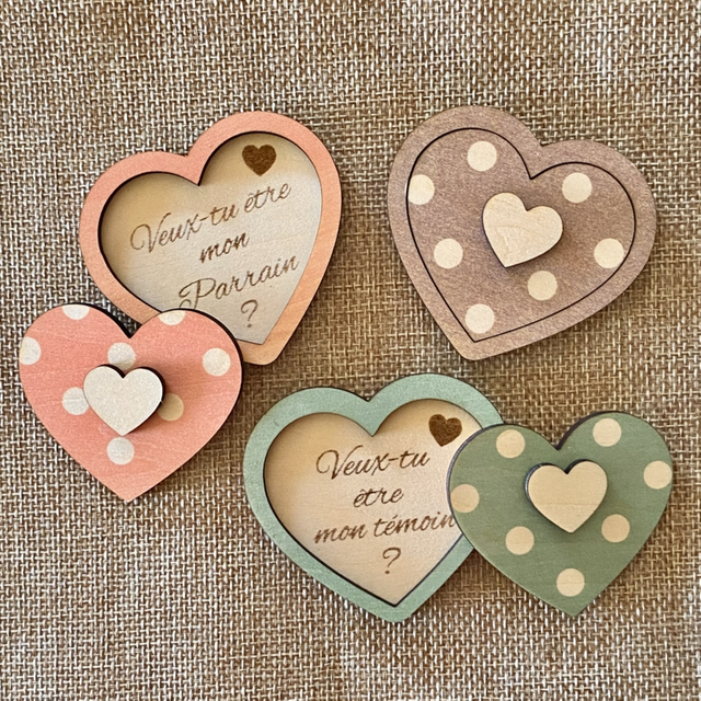 Boîte cœur en bois personnalisée – Cadeau original pour demande spéciale ou annonce naissance