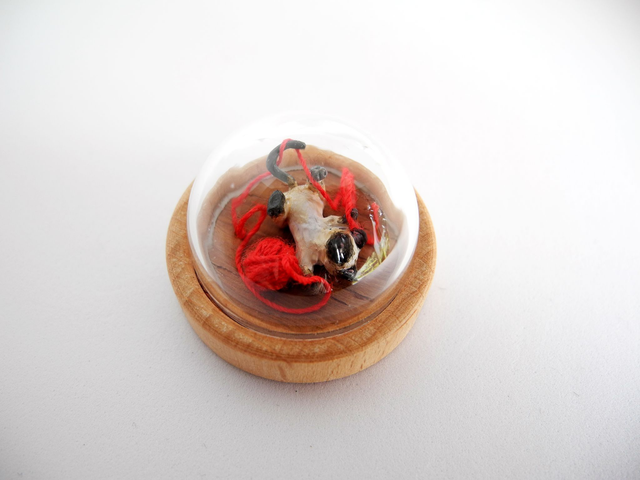 Siam kitten playing with twine - miniature pendant for pet lovers