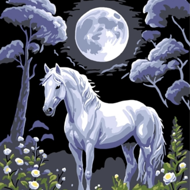 Gobelin-L White Stallion Tapestry Canvas