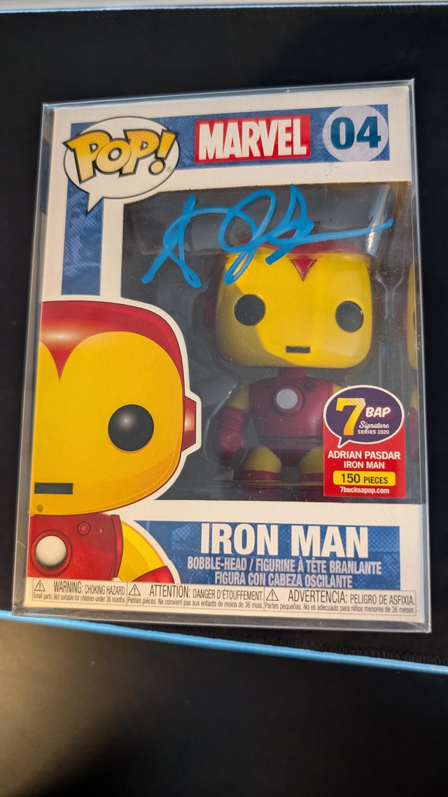 Funko Pop Marvel Iron Man 04 Signed By Adrian Pasdar With JSA COA 
