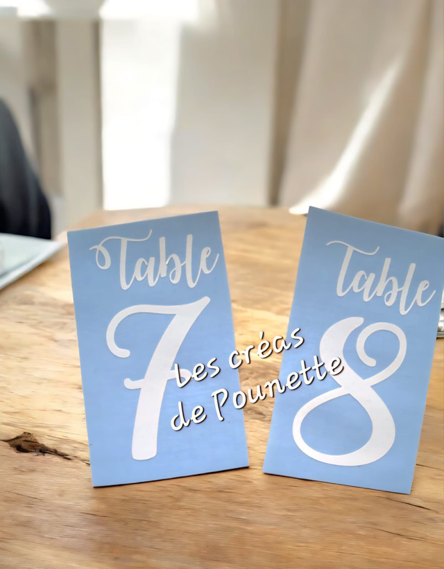 Stickers pour bouteille table + numéro (10 cm maxi)