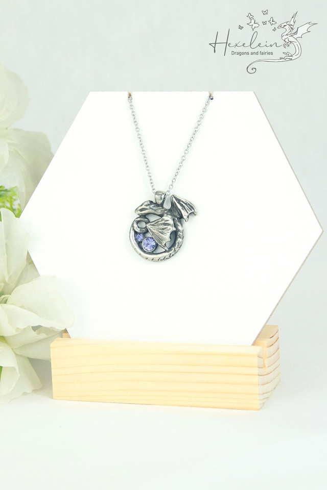 Tanzanite violet circle dragon pendant