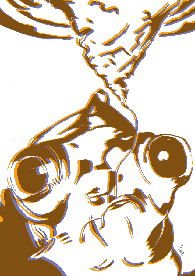 Kunstdruck A3 - ein Fisch zupft Wellenringe