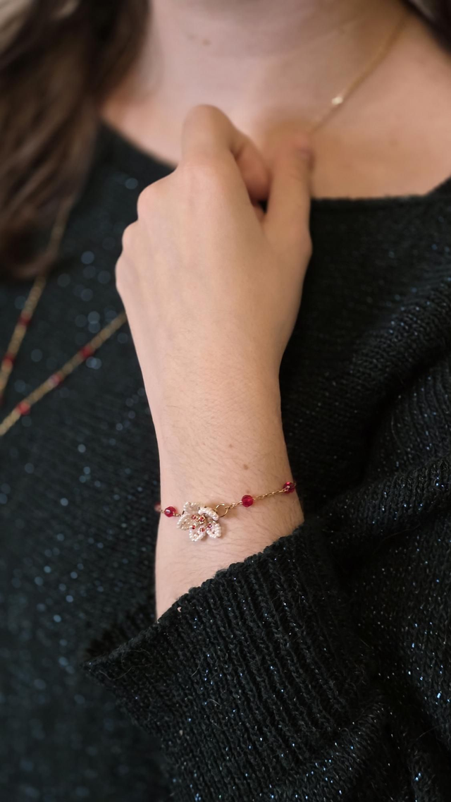 Bracelet perlé - White Christmas