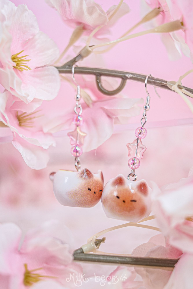 Boucles d'Oreilles Cat Coffee