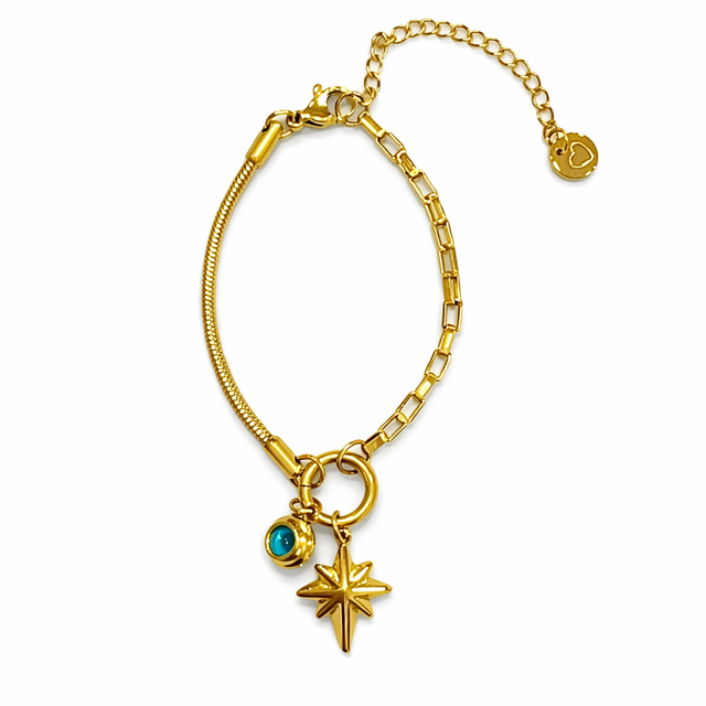 Pulsera acero dorado estrella 